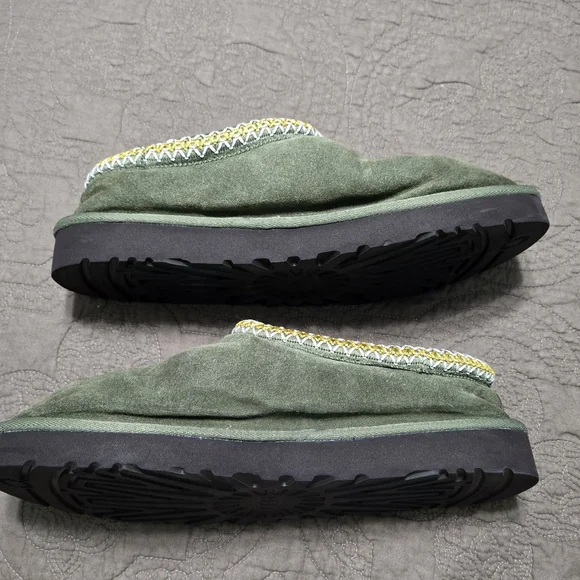 Ugg Slipper Tasman Olive Green Suede Taz Braid Sheepskin Treadlite Slippers, 12